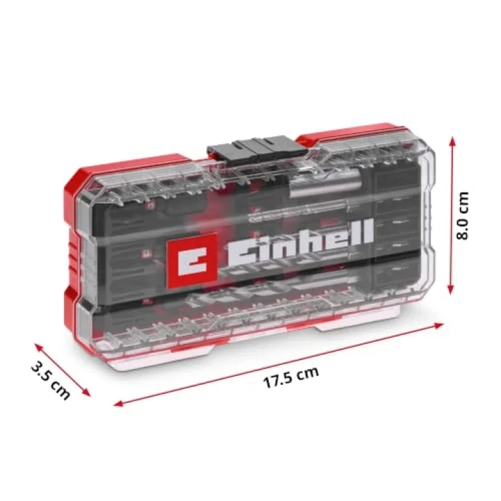 Orijinal Einhell S-CASE 18 parça darbeye dayanıklı aksesuar seti (25 mm bitler, 50 mm bitler, 60 mm bit tutucu, lokma adaptörü, metal delme ucu ve saklama kutusu dahil) - 49108709