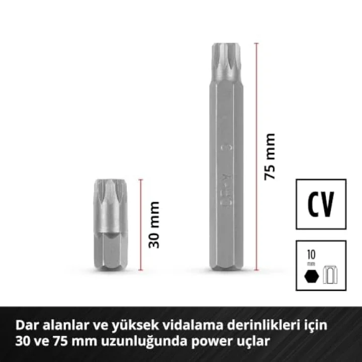 Orijinal Einhell XL-CASE Otomotiv Bit Seti – 40 Parça (10 mm Altıgen Saplı CrV Çelik Power Bitler, 10 mm Altıgen 3/8 ve 1/2 Kare Lokma Adaptörleri, Saklama Kutusu Dahil) - 49109032 | 30 ve 75 mm...
