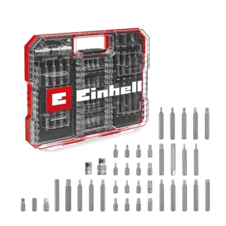 Orijinal Einhell XL-CASE Otomotiv Bit Seti – 40 Parça (10 mm Altıgen Saplı CrV Çelik Power Bitler, 10 mm Altıgen 3/8 ve 1/2 Kare Lokma Adaptörleri, Saklama Kutusu Dahil) - 49109032 | 30 ve 75 mm...