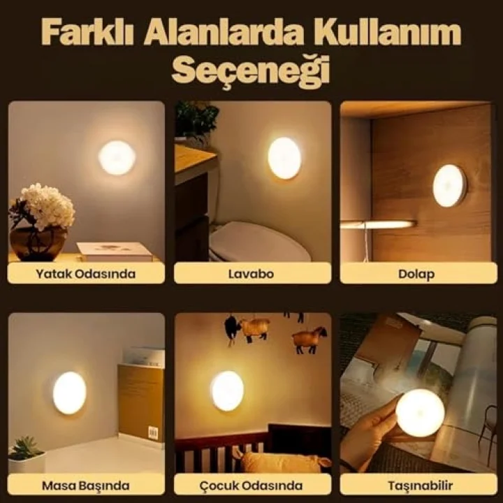 Orret Home Hareket Sensörlü LED Gece Lambası – Şarj Edilebilir ve Taşınabilir 4000K Işık, USB ile Dolap İçi, Merdiven, Gardrop Altı Kullanımına Uygun Beyaz Işık Spot Lamba (1)