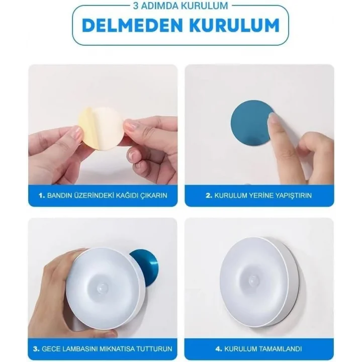 Orret Home Hareket Sensörlü LED Gece Lambası – Şarj Edilebilir ve Taşınabilir 4000K Işık, USB ile Dolap İçi, Merdiven, Gardrop Altı Kullanımına Uygun Beyaz Işık Spot Lamba (1)