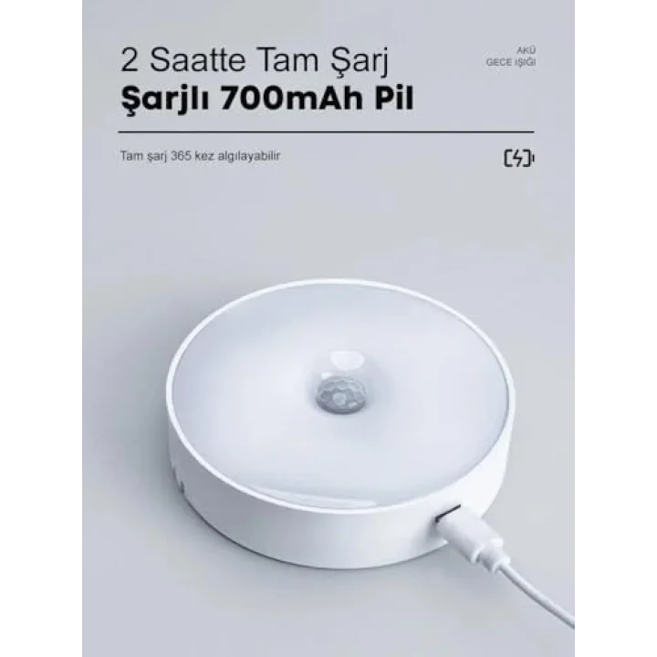 Orret Home Hareket Sensörlü LED Gece Lambası – Şarj Edilebilir ve Taşınabilir 4000K Işık, USB ile Dolap İçi, Merdiven, Gardrop Altı Kullanımına Uygun Beyaz Işık Spot Lamba (1)
