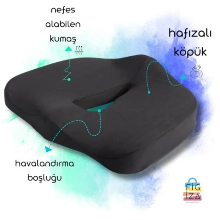 Ortopedik Basur Minderi Visco Posture Lüks Ortopedik Oturma Minderi, , Siyah, Standart