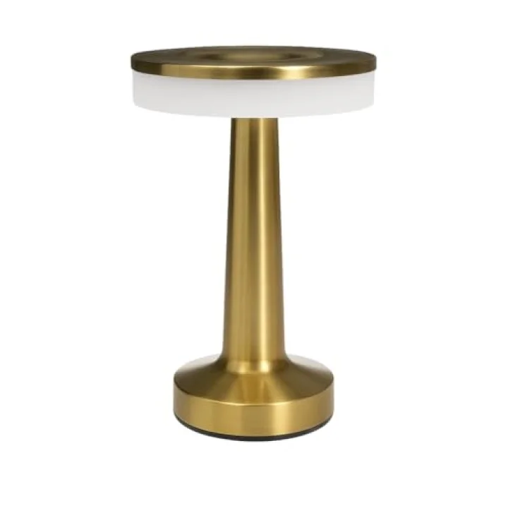 Oslo Gold Şarjlı Dokunmatik Masa Lambası – 3 Renk Modu (6500K/3200K/Amber), Dimlenebilir, Type-C Kablo Dahil, 1500mAh Batarya, 20 cm Yükseklik