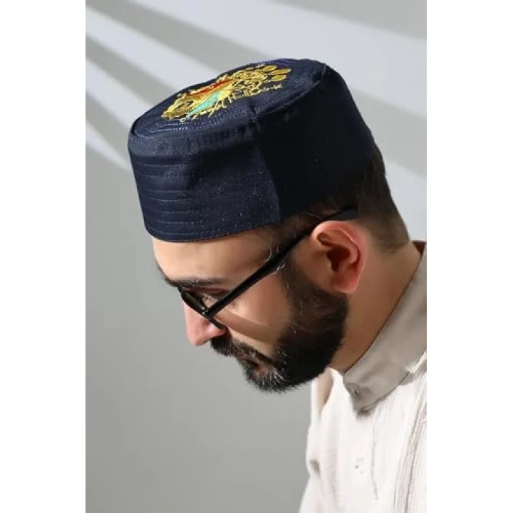 Osmanlı Arma Desenli Kalıp Kumaş Takke Lacivert Lacivert 59