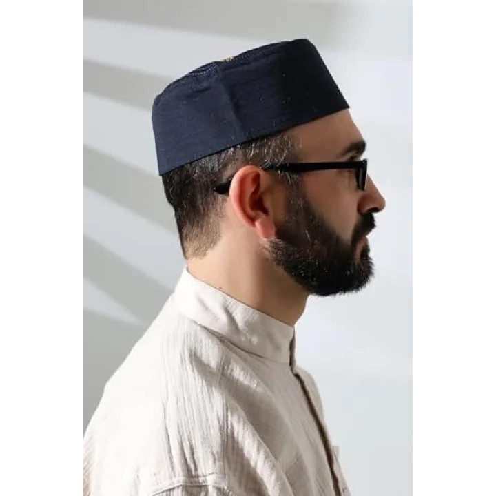 Osmanlı Arma Desenli Kalıp Kumaş Takke Lacivert Lacivert 59