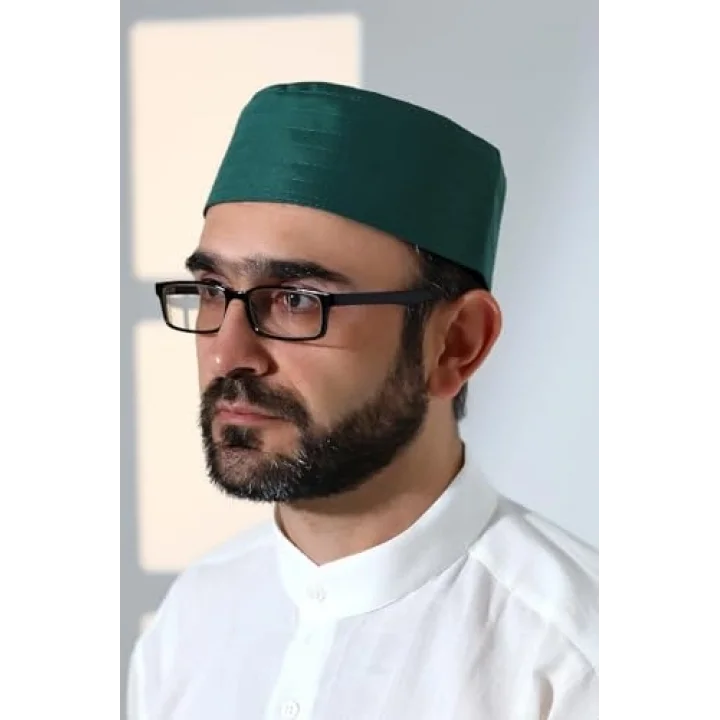 Osmanlı Tuğrası Nakışlı Kalıp Namaz Takkesi Yeşil Yeşil 56