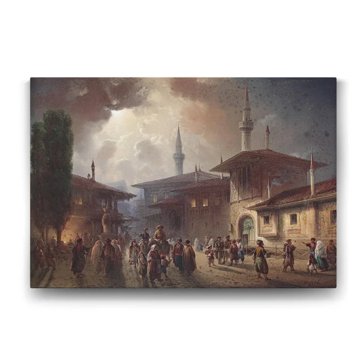 Osmanlıda Çarşı Meydanı Tablosu - 75x50cm
