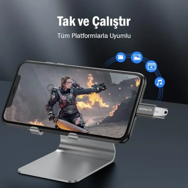 OTG Akıllı Giriş USB 3.0 to Type-C Dönüştürücü Adaptör Çevirici 5Gbps, iPhone 16, Pro, Pro Max, M2, M3, M4 MacBook Pro, Air, iPad Pro ve Galaxy S25, S24, S23 ve Tabletler ile Uyumlu