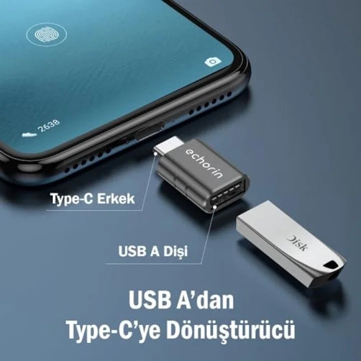 OTG Akıllı Giriş USB 3.0 to Type-C Dönüştürücü Adaptör Çevirici 5Gbps, iPhone 16, Pro, Pro Max, M2, M3, M4 MacBook Pro, Air, iPad Pro ve Galaxy S25, S24, S23 ve Tabletler ile Uyumlu