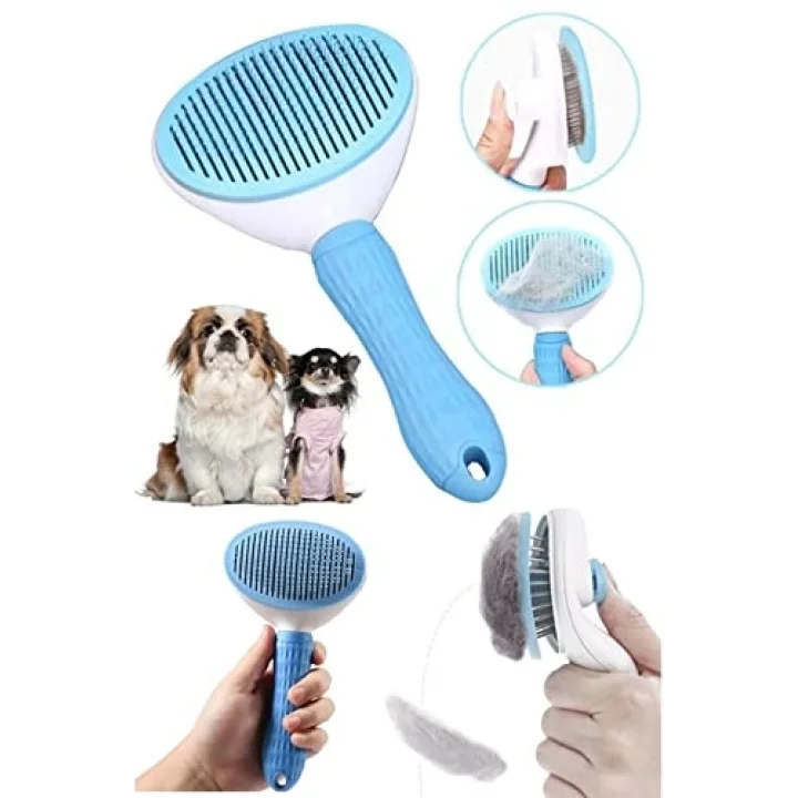 Otomatik Temizlenen Kedi Köpek Tarağı (Mavi)