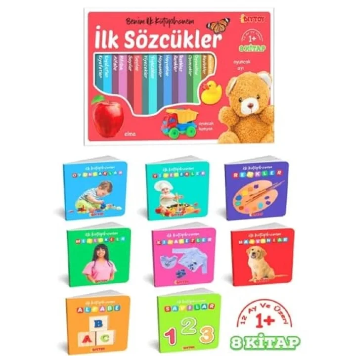 Oyuncak İlk Bebek Kütüphanem 8li Kitap Set 1-Alfabe 2-Sayı 3-Renk 4-Hayvan 5-Meslek 6-Yiyecek 7-Kıyafet 8-Oyuncaklar