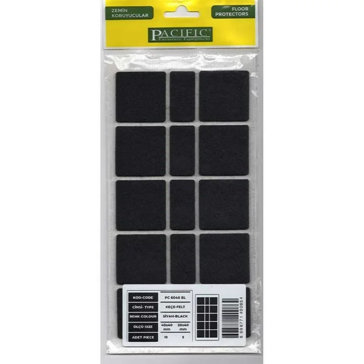 Mey İthalat® Pacific 6040 BL Yapışkanlı Keçe  40 mm X 40 mm Siyah