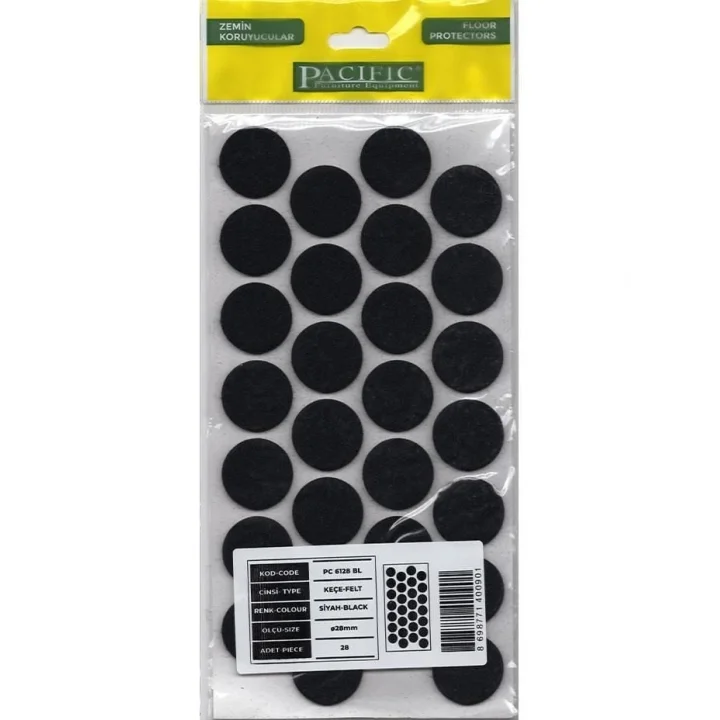 Mey İthalat® Pacific 6128 BL Yapışkanlı Keçe 28 mm Siyah