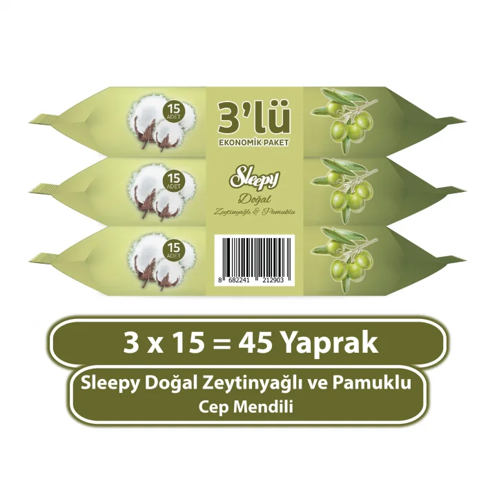 Pamuk Zeytin Cep Mendili 3x15 (45 Yaprak)