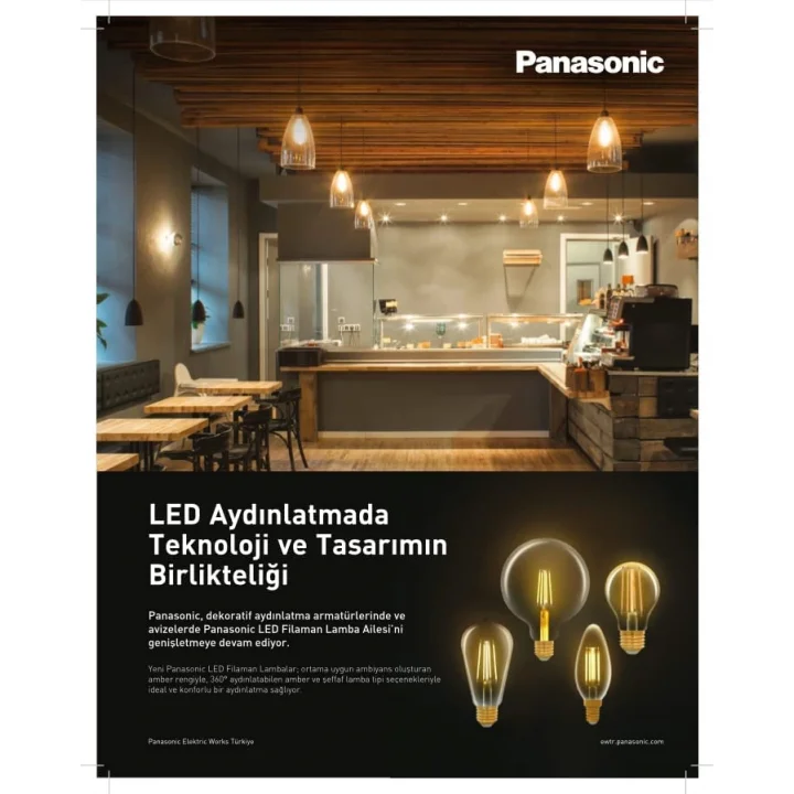 PANASONIC E27 FİL ST64 LAMBA, SARI IŞIK 7W 630LM 2000K GOLD