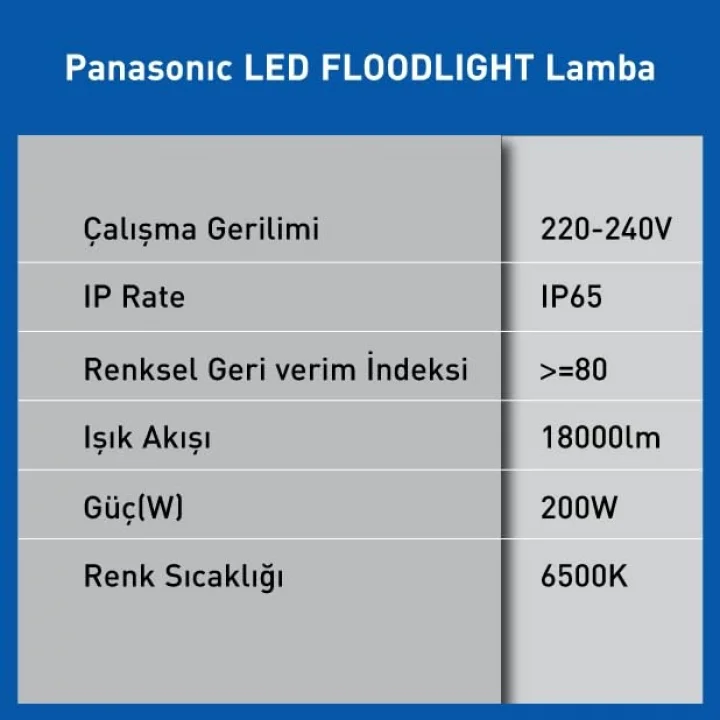 PANASONIC LED PROJEKTÖR, BEYAZ IŞIK 200W 18000LM 6500K