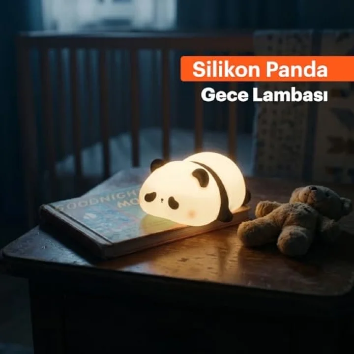 Panda Gece Lamba, LED Yumuşacık Sevimli Lamba, Çocuklar için Gece Lambası, Silikon Panda Işığı, Kısılabilir Kız Bebek Yatak Odası Gece Lambası, Emzirme Kreş Dekoru için Şarj Edilebilir