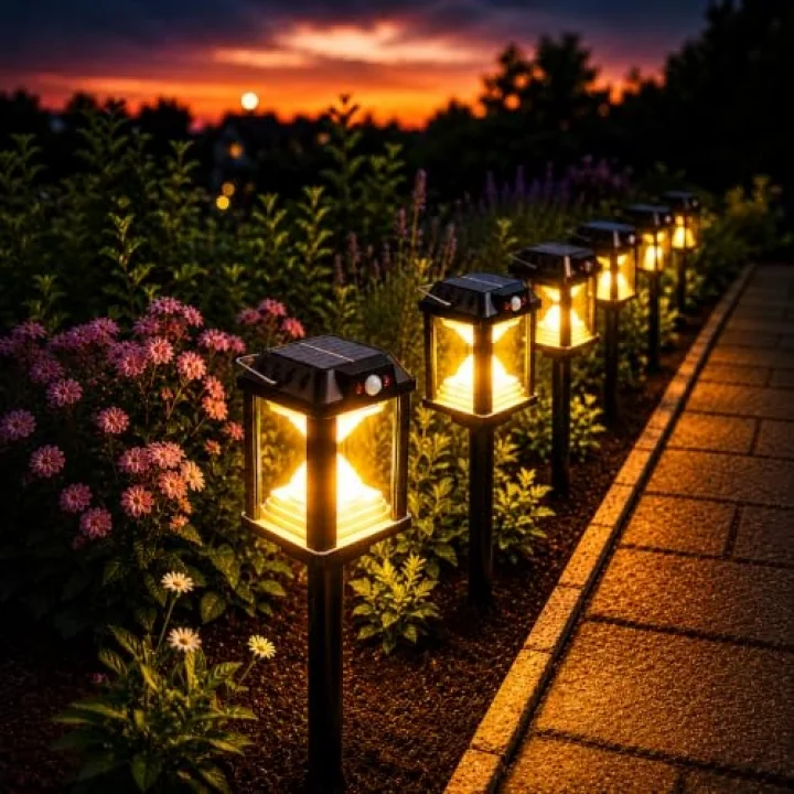 Panter Solar Bahçe Aydınlatması, Balkon Dekorasyonu, Güneş Enerjili Hareket Sensörlü, 3000K Sarı Gün Işığı Filament LED Dış Mekan Su Geçirmez Çim Yol Peyzaj Patika Aydınlatma Dekoratif Lamba 55 CM