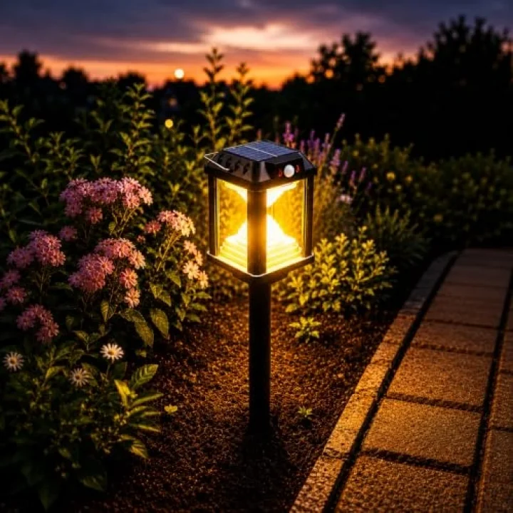 Panter Solar Bahçe Aydınlatması, Balkon Dekorasyonu, Güneş Enerjili Hareket Sensörlü, 3000K Sarı Gün Işığı Filament LED Dış Mekan Su Geçirmez Çim Yol Peyzaj Patika Aydınlatma Dekoratif Lamba 55 CM