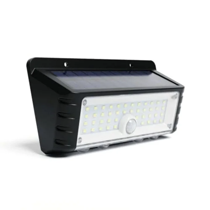 Panter Solar Hareket Sensörlü LED Duvar Lambası 3W 44 SMD Beyaz + 4 Gün Işığı LED, 300 Lümen, IP65 Su Geçirmez, 3 Modlu Güneş Enerjili Aplik, Balkon ve Bahçe Aydınlatması