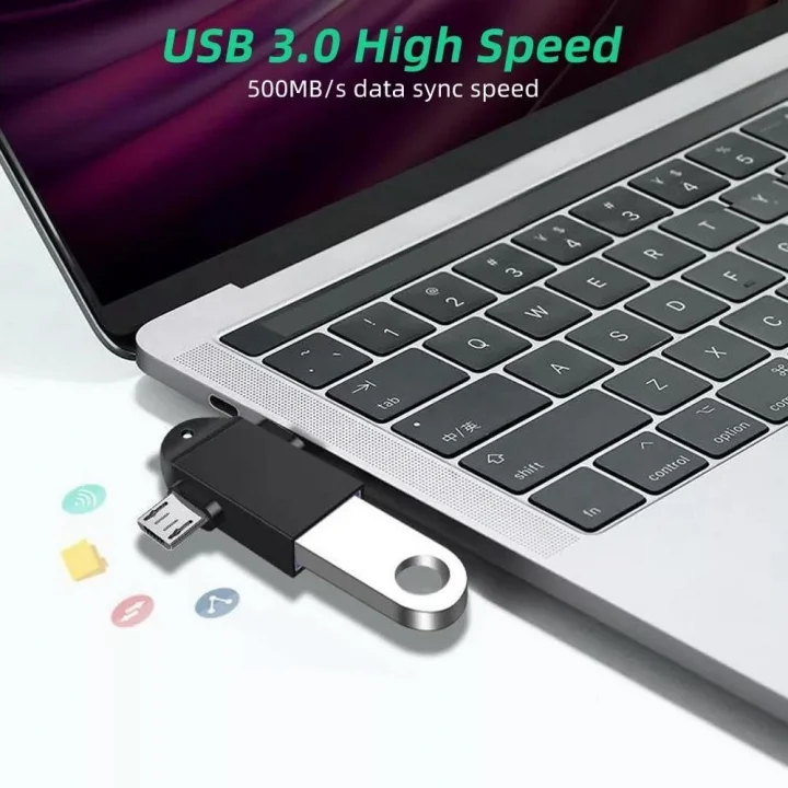 Parcbeny 6549 Micro USB Type-C 3 In 1 Dönüştürücü Çevirici Adaptör Otg USB 3.0 Girişli Type-C - Micro USB Dönüştürücü Aparat
