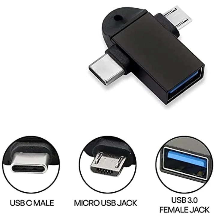 Parcbeny 6549 Micro USB Type-C 3 In 1 Dönüştürücü Çevirici Adaptör Otg USB 3.0 Girişli Type-C - Micro USB Dönüştürücü Aparat