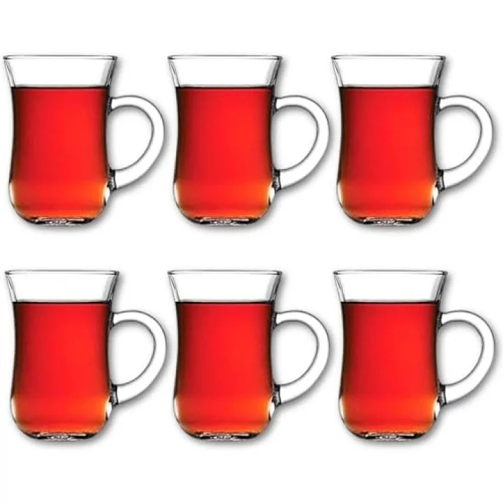 Paşabahçe 6 lı Cam Kulplu Keyif Çay Bardağı