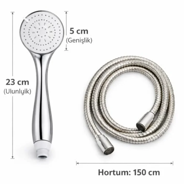 Paslanmaz Çelik Duş Hortumu Ve El Duşu Seti, 150 Cm Esnek Hortum, Yüksek Basınçlı Duş Başlığı, Kireç Önleyici Nozullar, Evrensel Bağlantı, Banyo İçin,El Duşu Ve Paslanmaz Çelik Duş Hortumu Seti 150 Cm