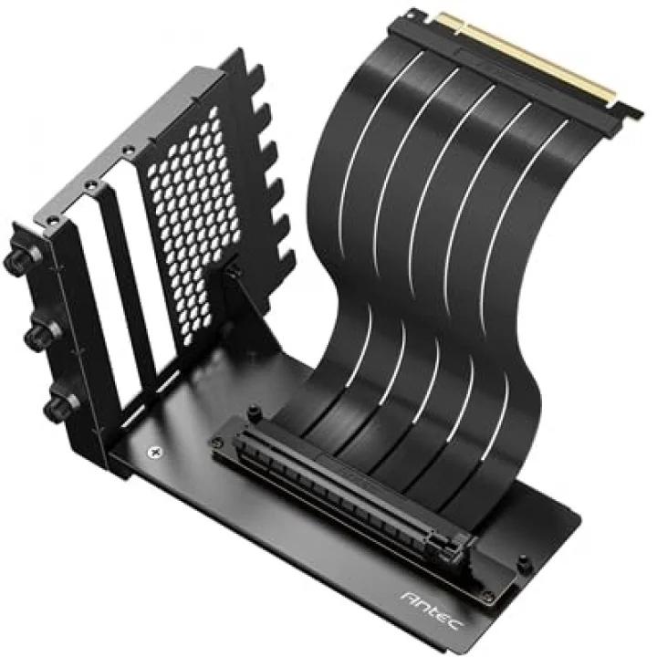 PCIe 5.0 Riser Kablo ve Dikey GPU Braketi, RTX50 Uyumlu, 200mm, 32 GT/s, 90° Dikey Montaj Kiti, Siyah