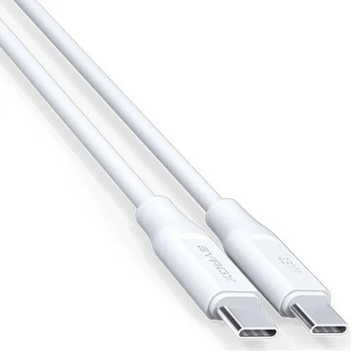 PD25TK Type-C To Type-C Pd 25W Hızlı Data/Şarj Kablosu 1 Metre Beyaz