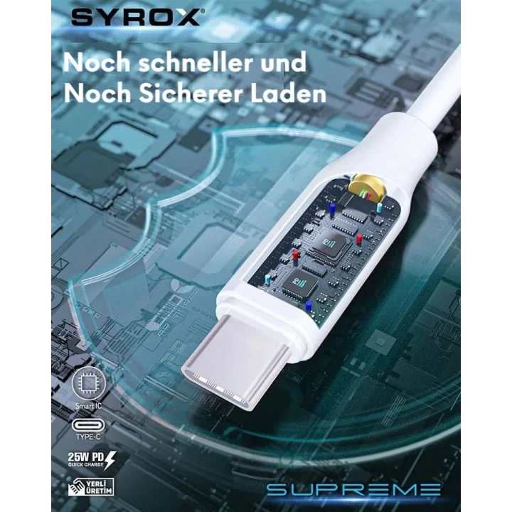 PD25TK Type-C To Type-C Pd 25W Hızlı Data/Şarj Kablosu 1 Metre Beyaz