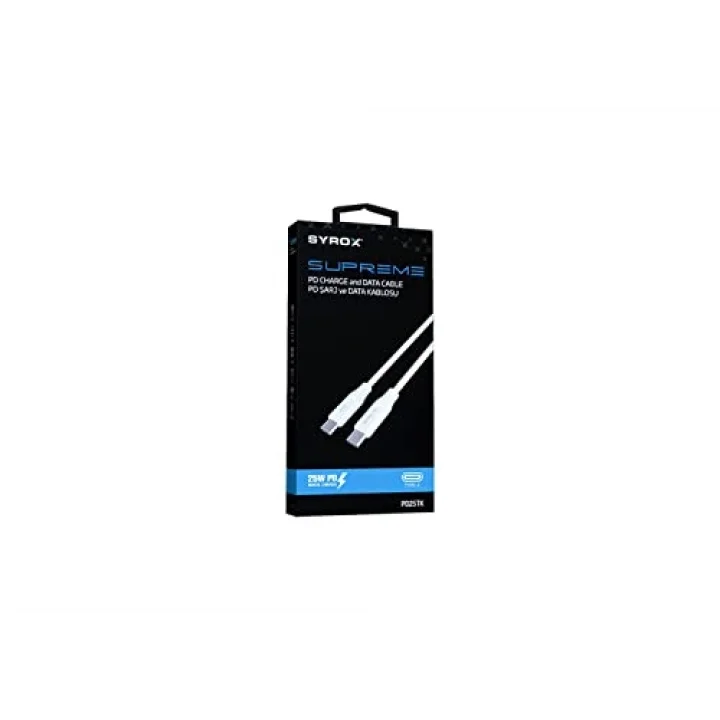 PD25TK Type-C To Type-C Pd 25W Hızlı Data/Şarj Kablosu 1 Metre Beyaz