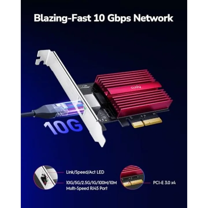 PE10G WOL 10.000Mbps Multi-Gigabit PCI Express Ethernet Ağ Kartı