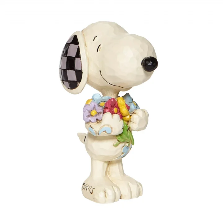 Peanuts by Jim Shore Snoopy Bahar Çiçekleri Tutan Minyatür Heykelcik, 7 cm, Çok Renkli