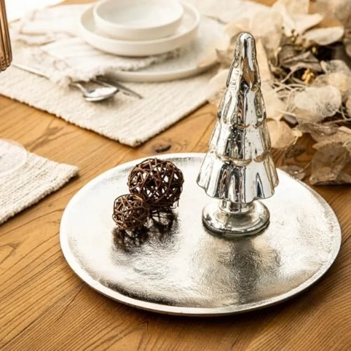 Pearl Dekoratif Tabak 30 Cm Gümüş
