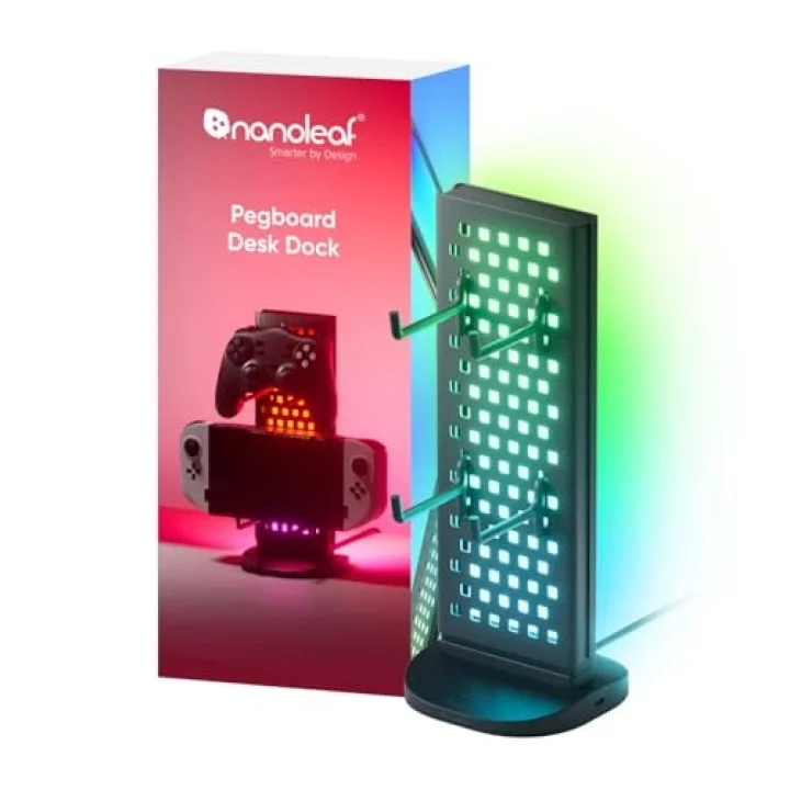 Pegboard Oyun İstasyonu (Gaming Dock), Kontrolcü ve Kulaklık Askılı 3ü 1 Arada RGBIC Masa Lambası, Çift Taraflı Aydınlatma Efektleri
