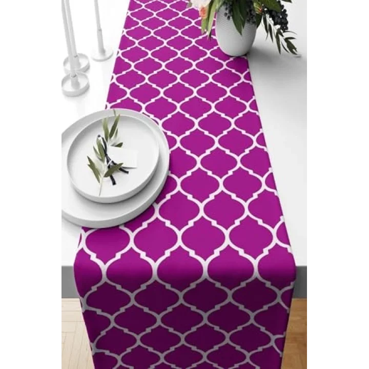 Pelangi Mor Geometrik Desenli Leke Tutmaz Kumaş Salon Mutfak Masa Değişik Ranır Modelleri Runner, Mor 40 x 140, 6776673409401405