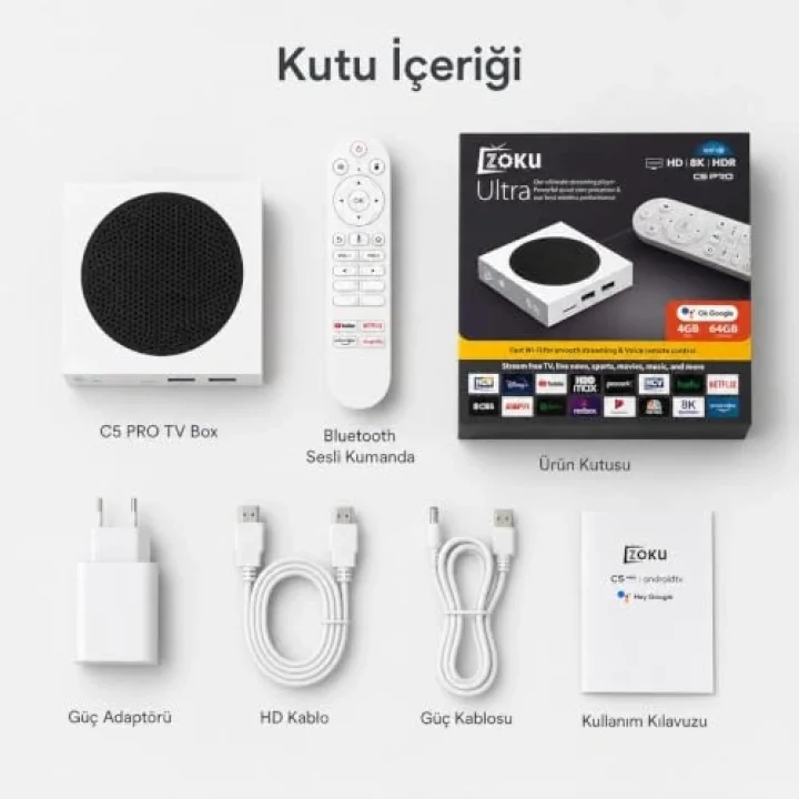 PELL C5 PRO 8K Android 14 TV Box 4GB 64GB, Wi-Fi 6 Smart Media Player