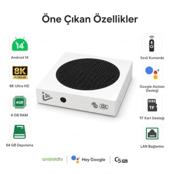 PELL C5 PRO 8K Android 14 TV Box 4GB 64GB, Wi-Fi 6 Smart Media Player