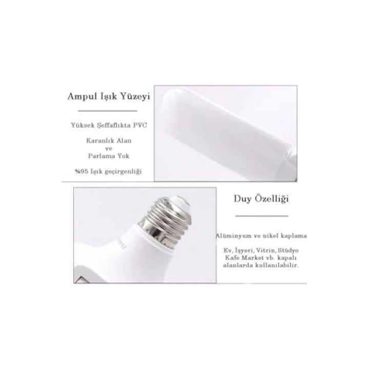 Pervane Led Ampul 3 Kollu Katlanabilir Cata 42w 6400k Beyaz Işık Yaprak Led Ampul