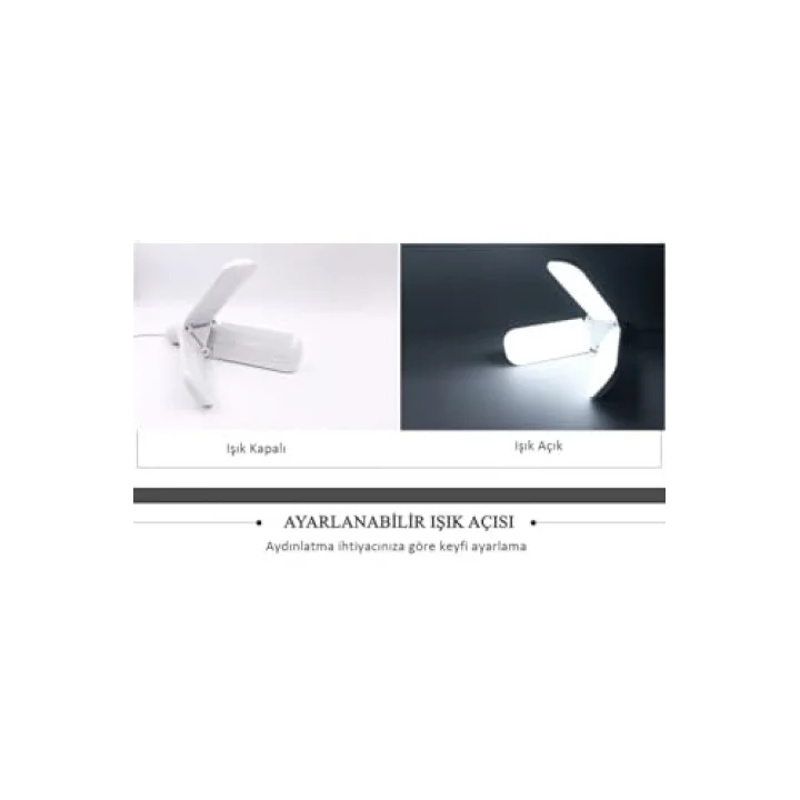 Pervane Led Ampul 3 Kollu Katlanabilir Cata 42w 6400k Beyaz Işık Yaprak Led Ampul