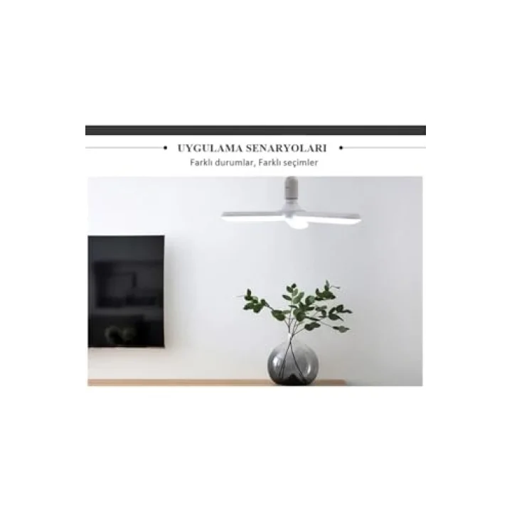 Pervane Led Ampul 3 Kollu Katlanabilir Cata 42w 6400k Beyaz Işık Yaprak Led Ampul
