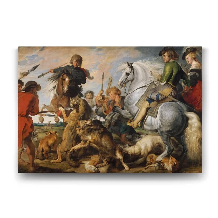 Peter Paul Rubens - Kurt ve Tilki Avı Tablosu - 90x60cm
