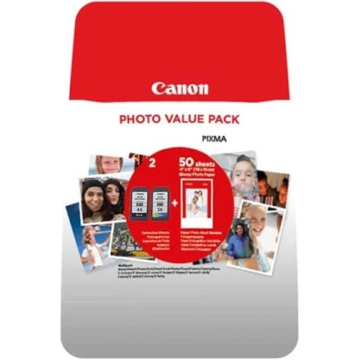 PG-46/CL-56 Orijinal PHOTO VALUE PACK 9059B003, 300 Sayfa Baskı, Kırmızı