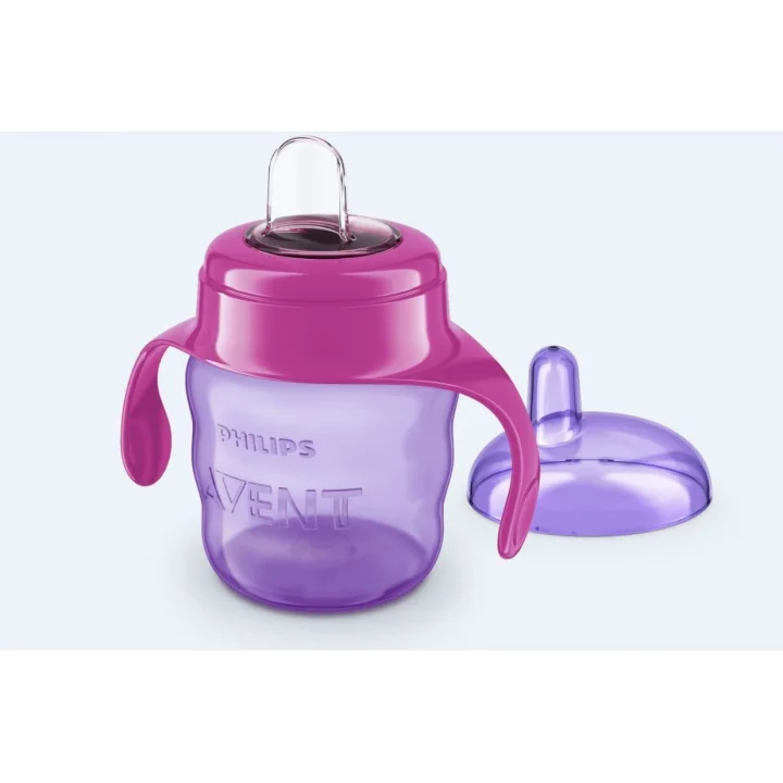 Philips Eğitici Damlatmaz Bardak, 6 Ay+, Kız Bebekler için, Yumuşak Silikon Uç, Kolay Tutuş, Sızdırmaz Tasarım, Bulaşık Makinesinde Yıkanabilir, 200 ml, SCF551/03