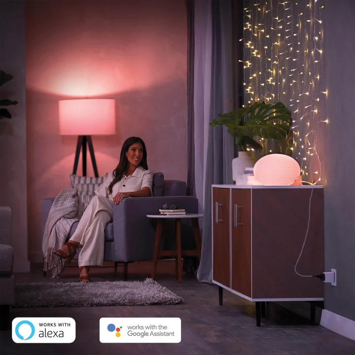 Philips Hue Hue ışık sistemleri için akıllı priz, lambaları kontrol etmek için akıllı priz, sesli kumanda ve her yerden uygulama ile uyumlu, beyaz