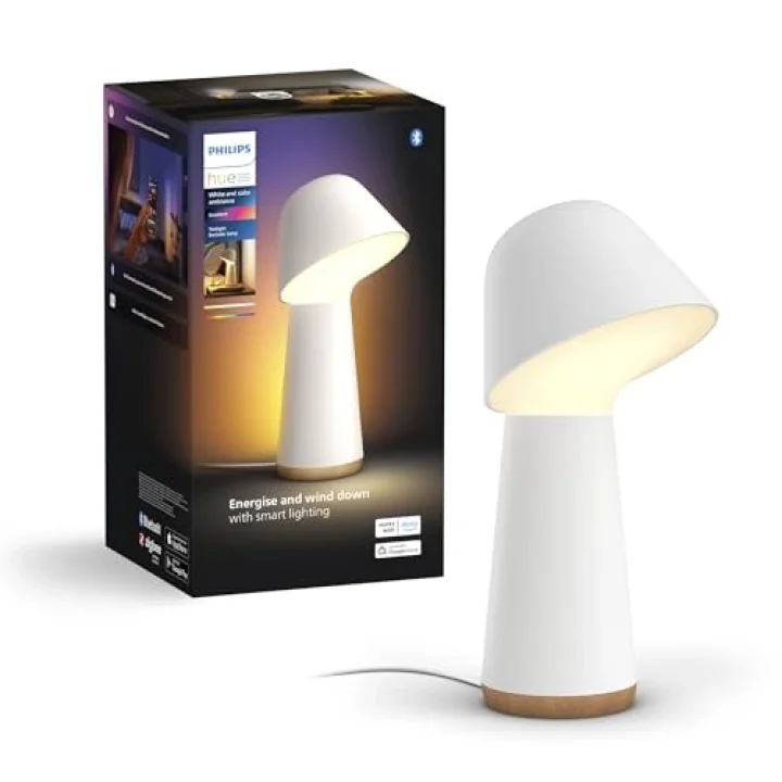 Philips Hue Twilight akıllı uyku ve uyandırma masa lambası, beyaz ve renkli ışık, Bluetooth uyumlu, Alexa, Apple Home & Google Assistant ile sesli kontrol, beyaz - 25.000 Saat Ampul Kullanım Ömrü