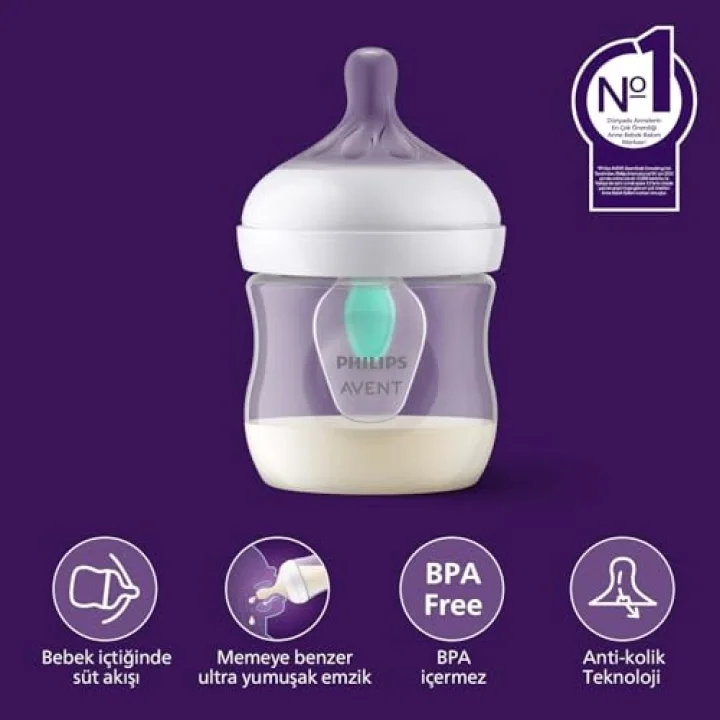 Philips Natural Response Baby Bottle, 125 ml / 4 oz, 0-3m, Slow Flow, BPA Free, SCY670/01