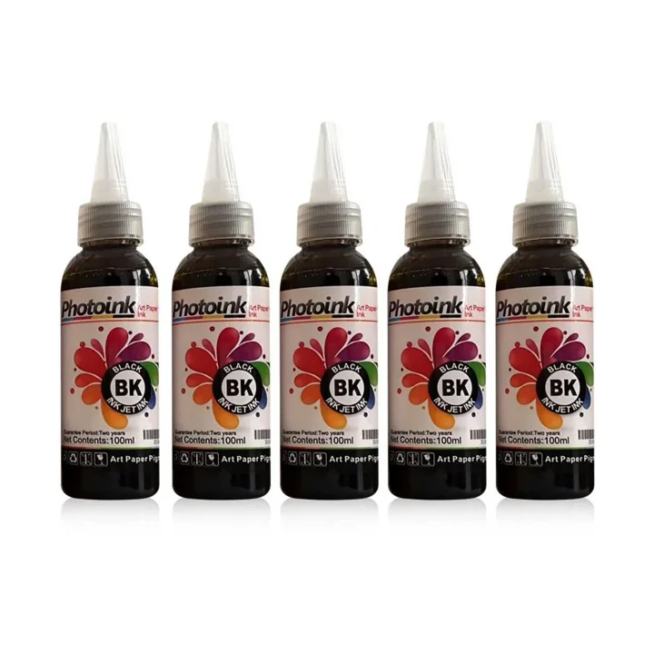 Photoink Epson Uyumlu Kuşe Mürekkebi, 500 Ml. Siyah Kuşe Matbaa Mürekkebi